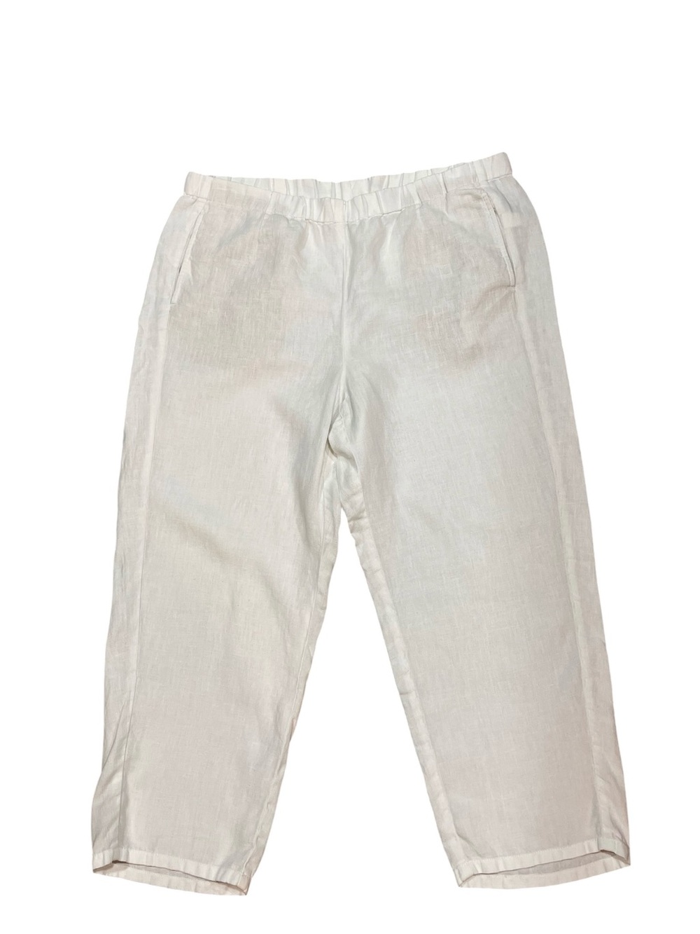 J. Jill Linen Pants White Cropped Classic Summer Light Joggers Womens Medium